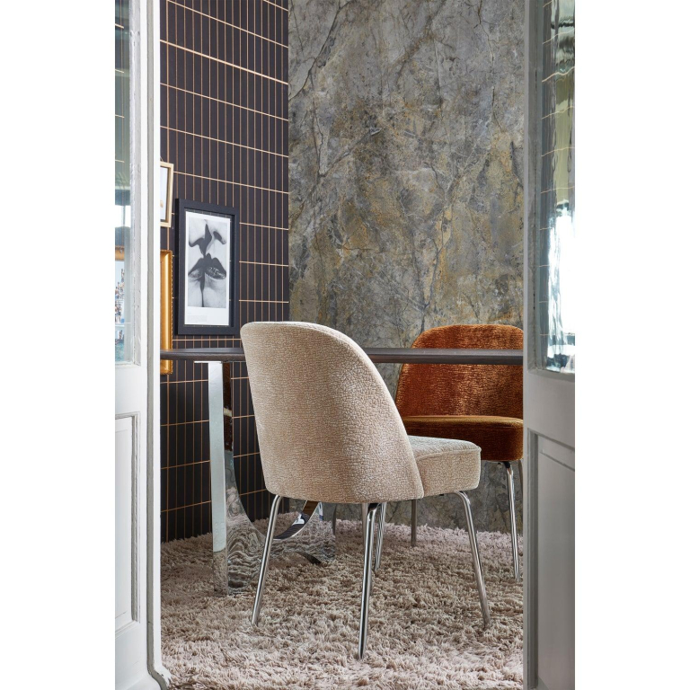 WOOOD Vogue eetkamerstoel chrome donker bruin