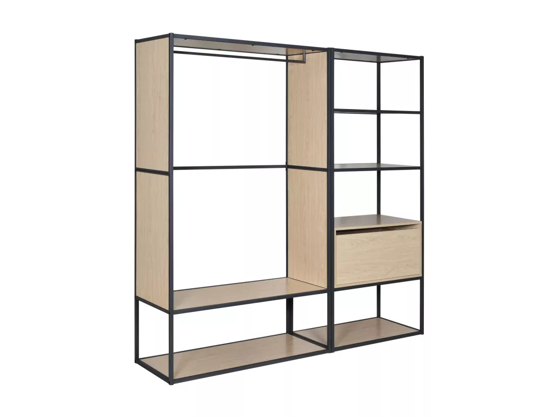 Portants vêtements en bois et métal noir OSLO - Lot de 2