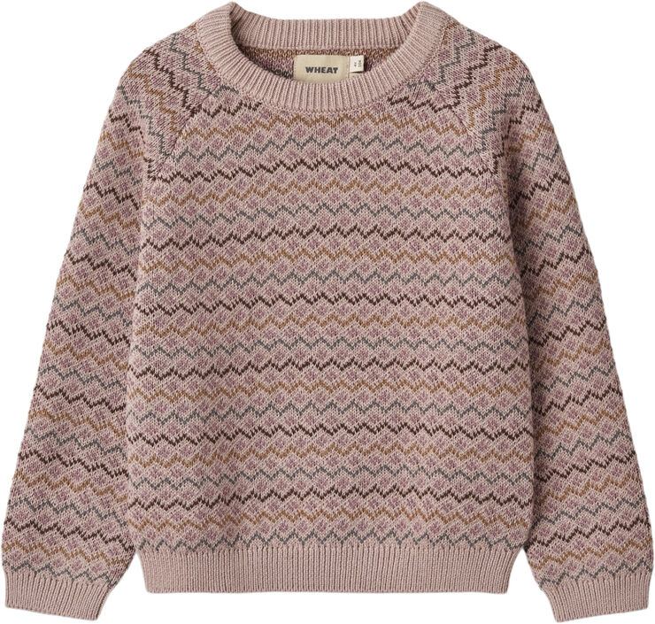 Wheat Jacquard Strik Pullover Mimi Dry rose