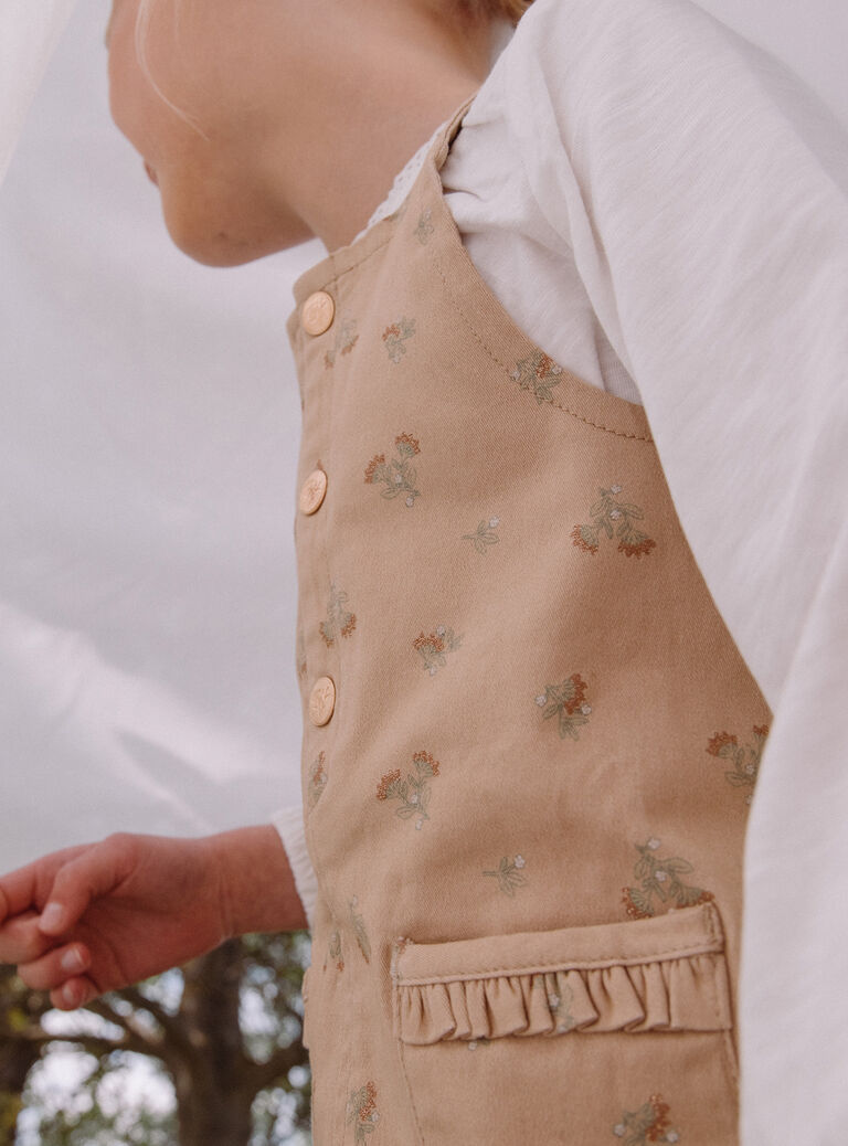 Robe beige à imprimé fleuri pailleté