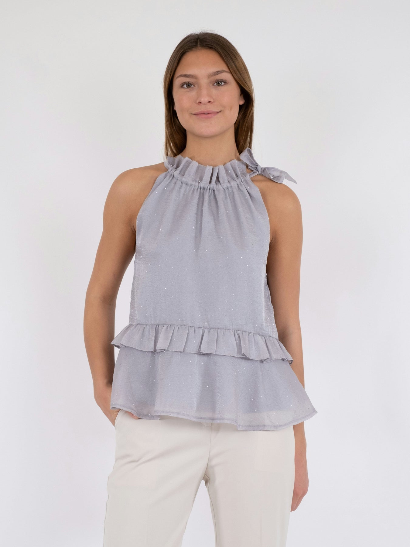 Neo Noir Margy Bedazzled Top grey