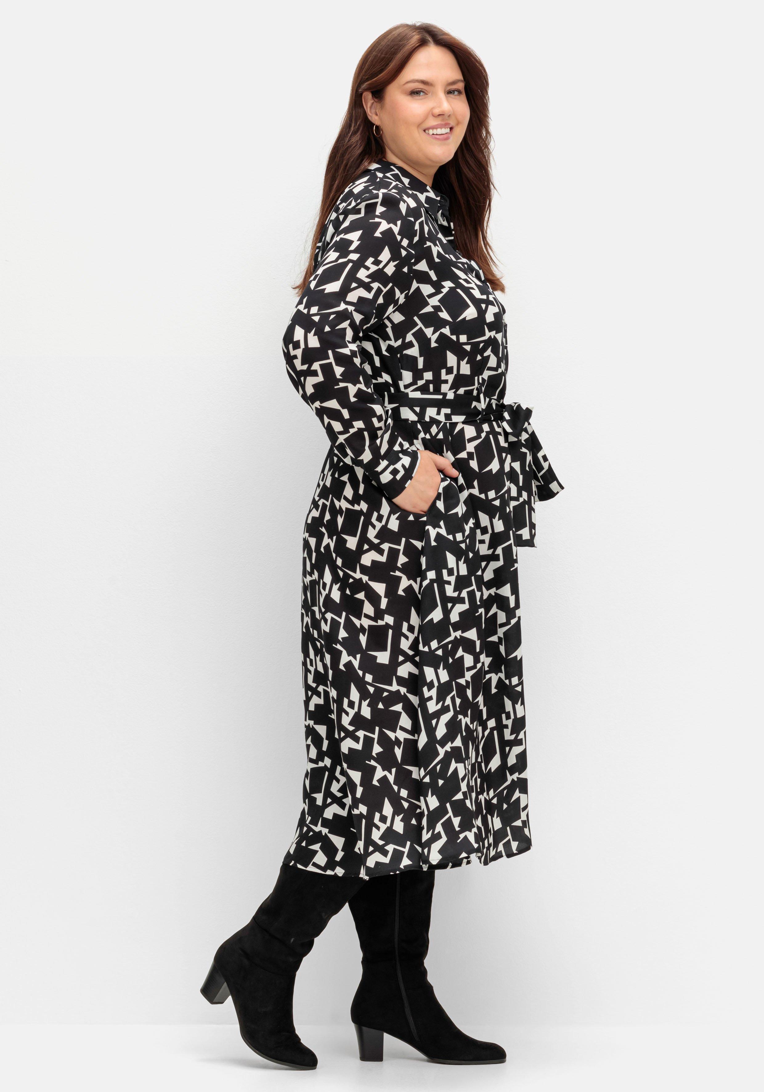 Hemdblusenkleid mit grafischem Alloverprint