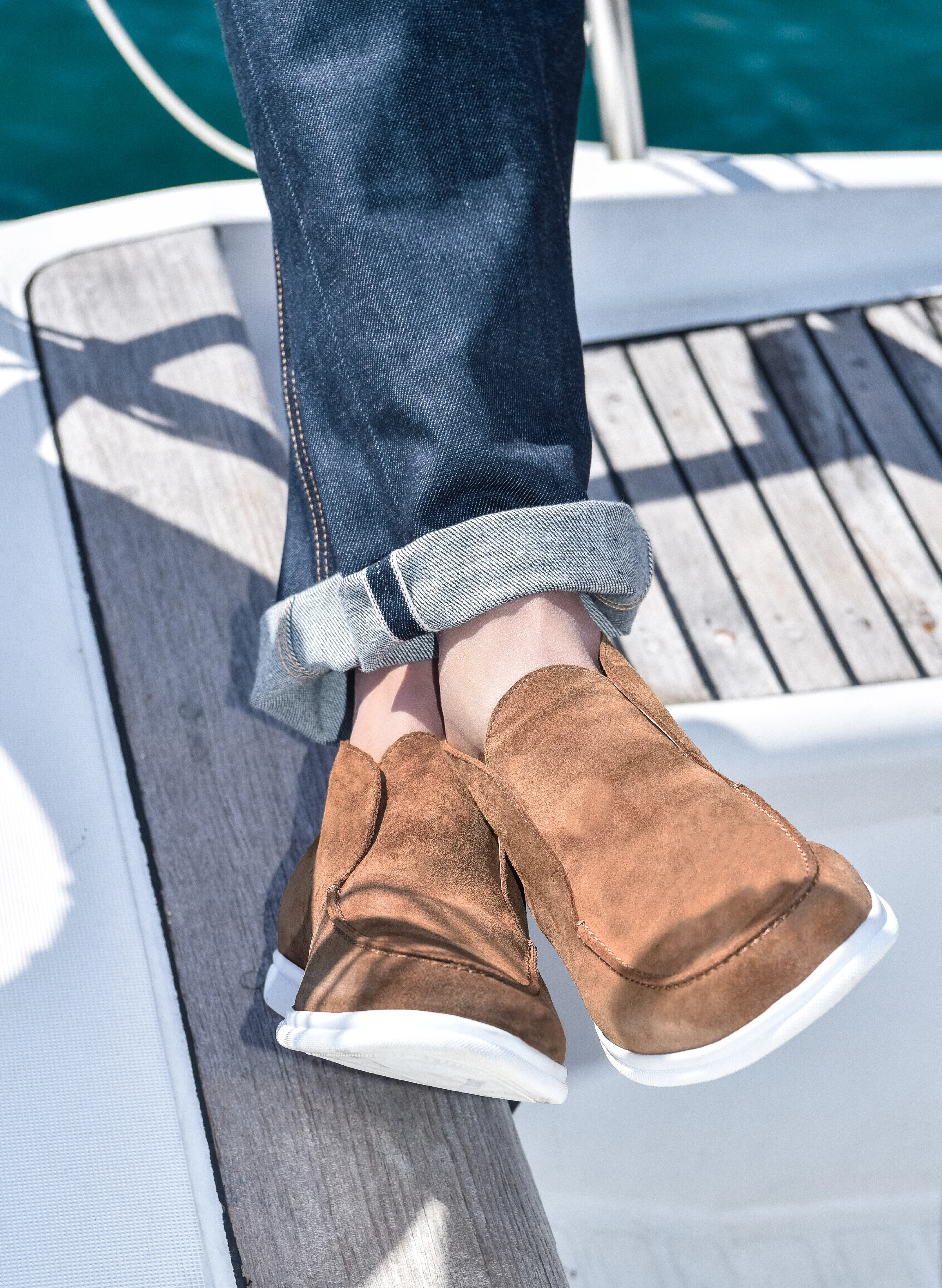 Sasha-Boots en veau velours cognac