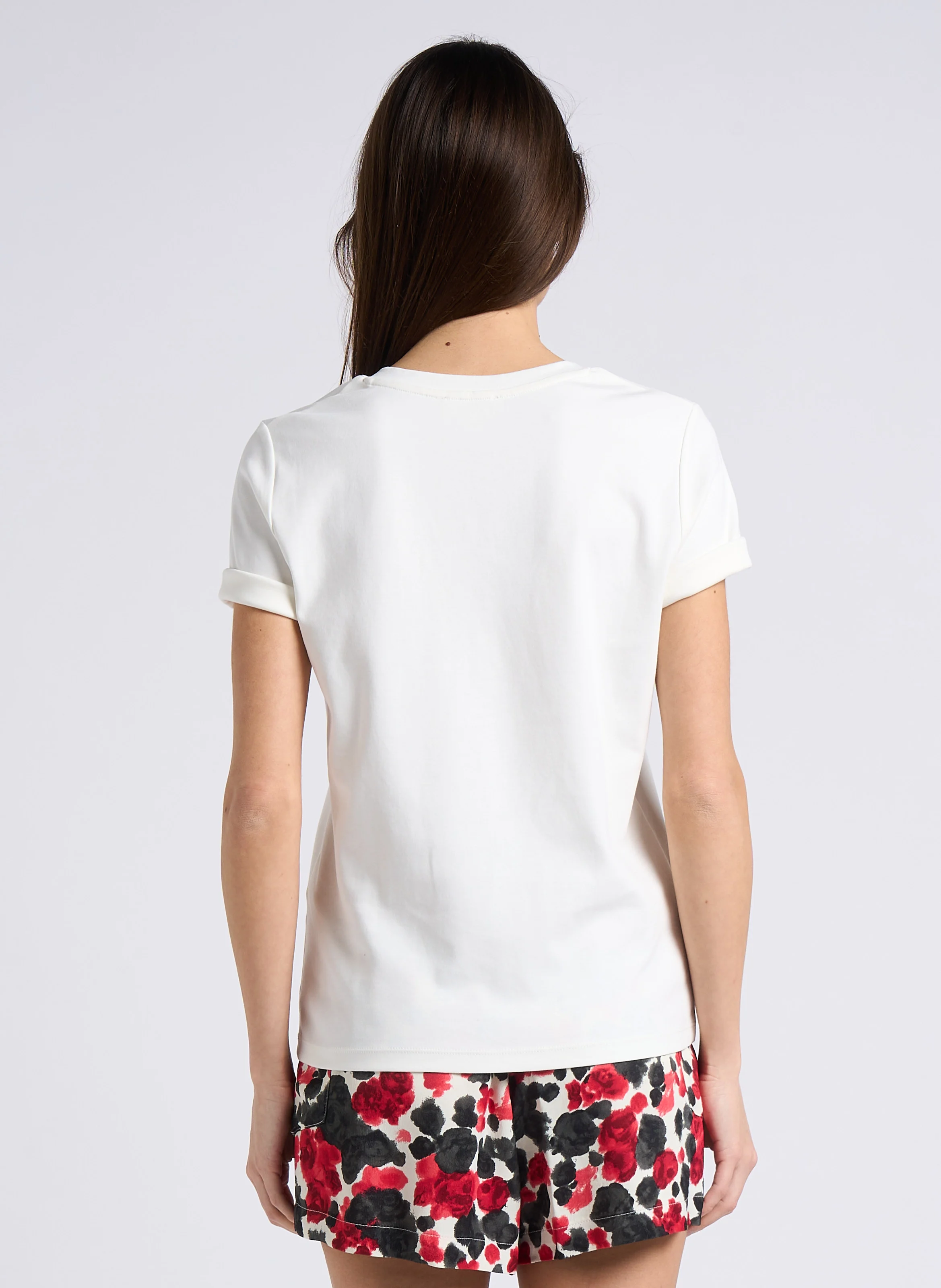 DANA - Tee-shirt droit col V en coton | Blanc