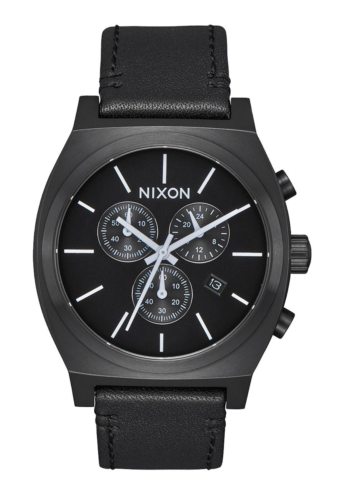 Nixon The Time Teller Chrono Leather All Black / White