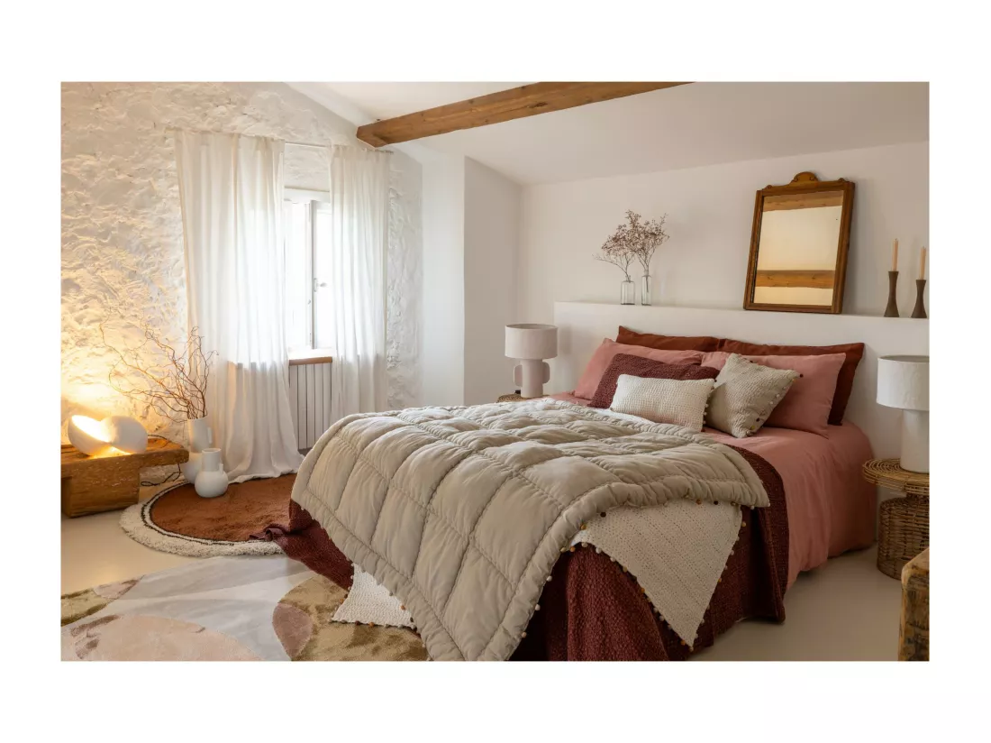 Édredon uni Gastounet sienne 160 x 160 cm Vivaraise