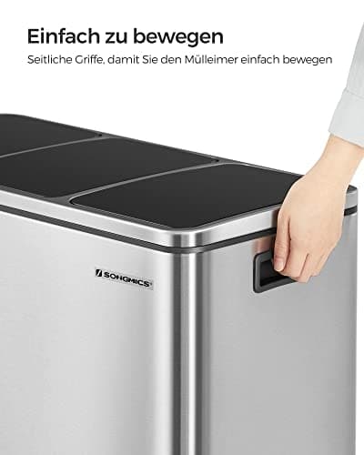 3-roms soft-close pedal resirkuleringsbeholder, 54L kapasitet