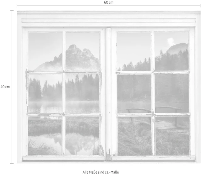 queence Wandsticker »Landschaft« Wandsticker, Wandbild, selbstklebend, Berge, See, Brücke