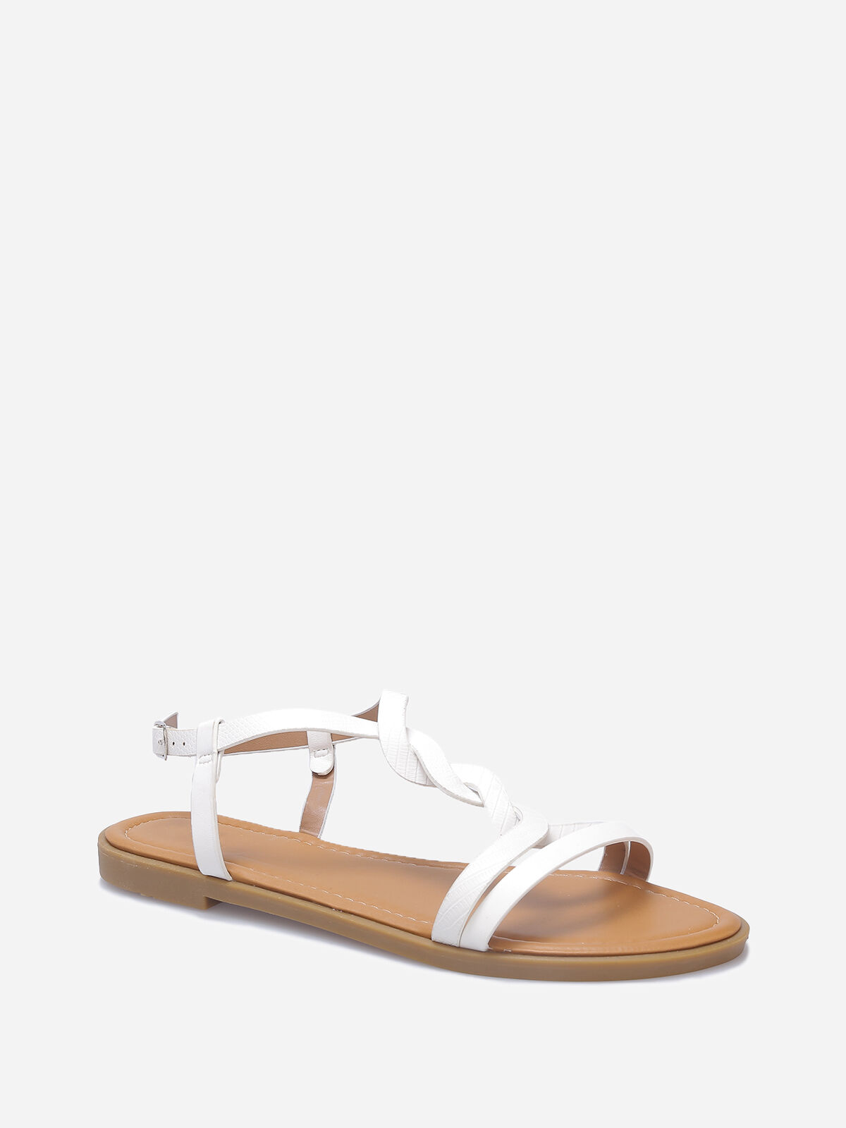 Nu-pieds avec bride style écailles grandes tailles- Blanc