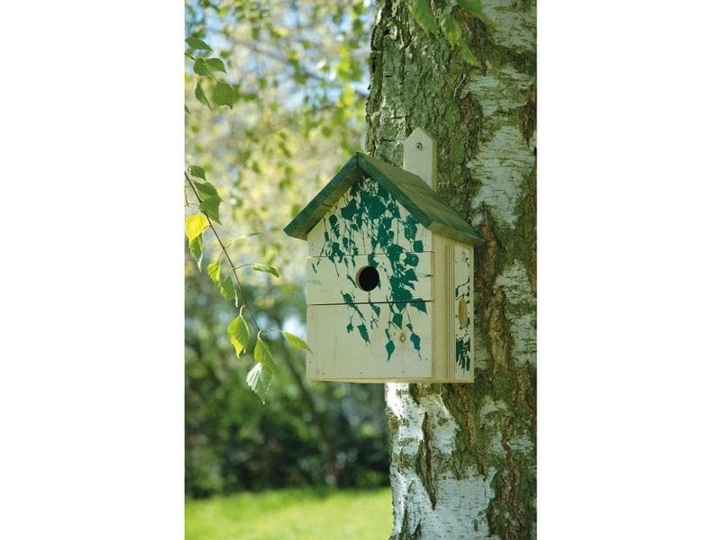 dobar Nistkasten Camouflage Birke, 17.5 x 17 x 33 cm, Holz Nistkasten mit austauschbaren Einfluglöchern