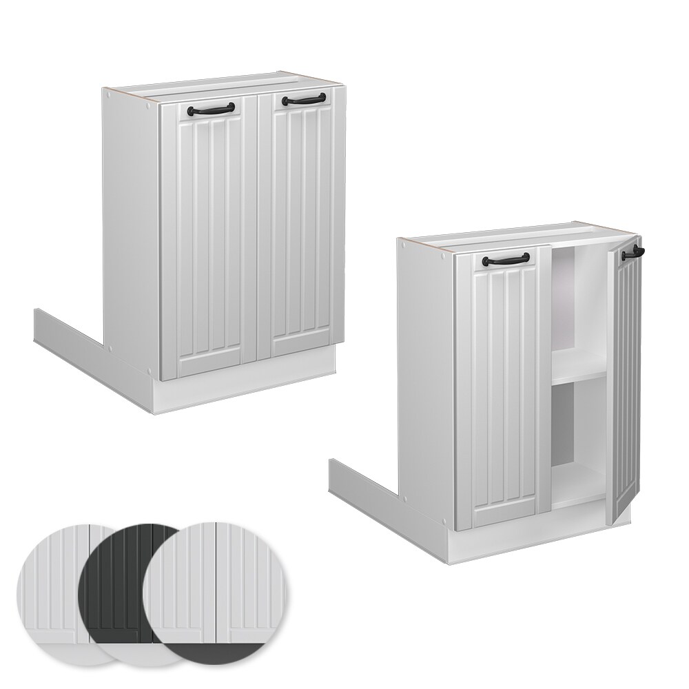 Vicco Regalinselunterschrank Küchenschrank Küchenmöbel Fame-Line Landhaus Weiß 60 cm Küche Einbauküche Kücheninsel Drehtür Einlegeboden Blende Küchenunterschrank Küchenzeile