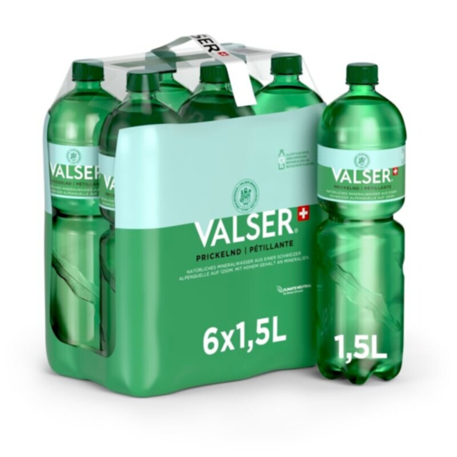 Valser Prickelnd Mineralwasser mit Kohlensäure 6x1,5l
