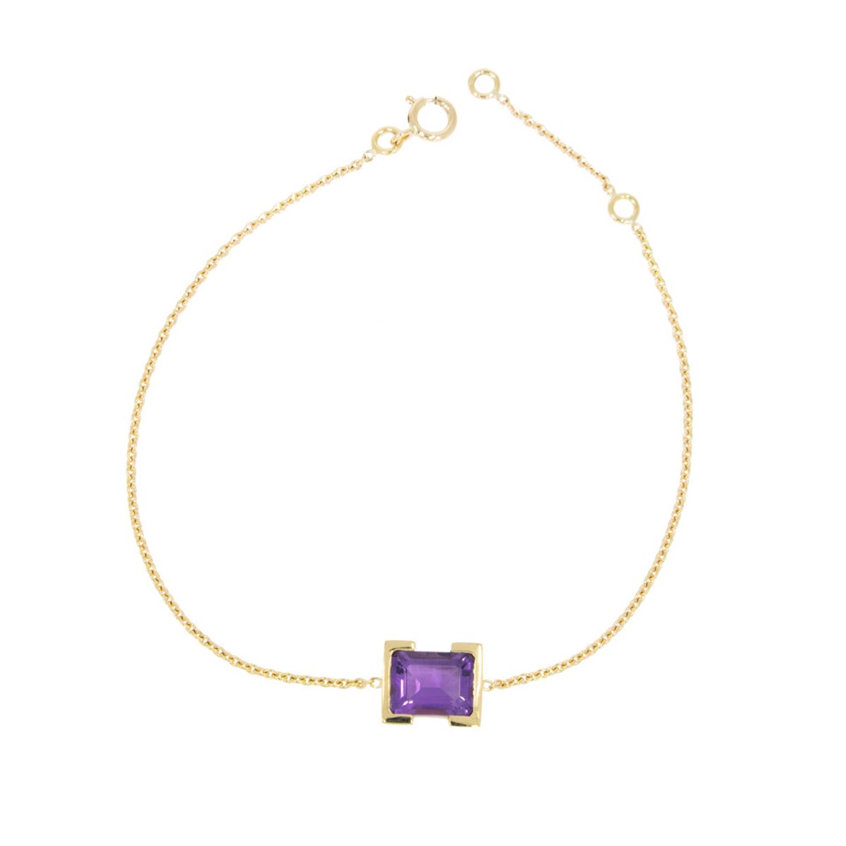 Bracelet chaine en or et pierre Améthyste - Be Jewels!