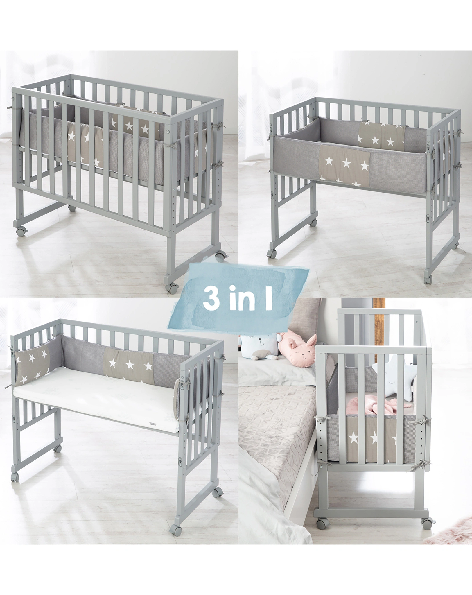Beistellbett LITTLE STARS 3in1 86 x 90 cm