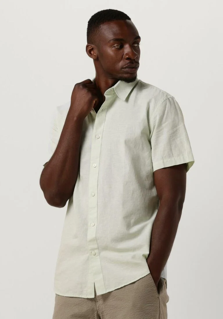 SELECTED HOMME groene selected homme casual overhemd slhslimnew-linen shirts ss classic w