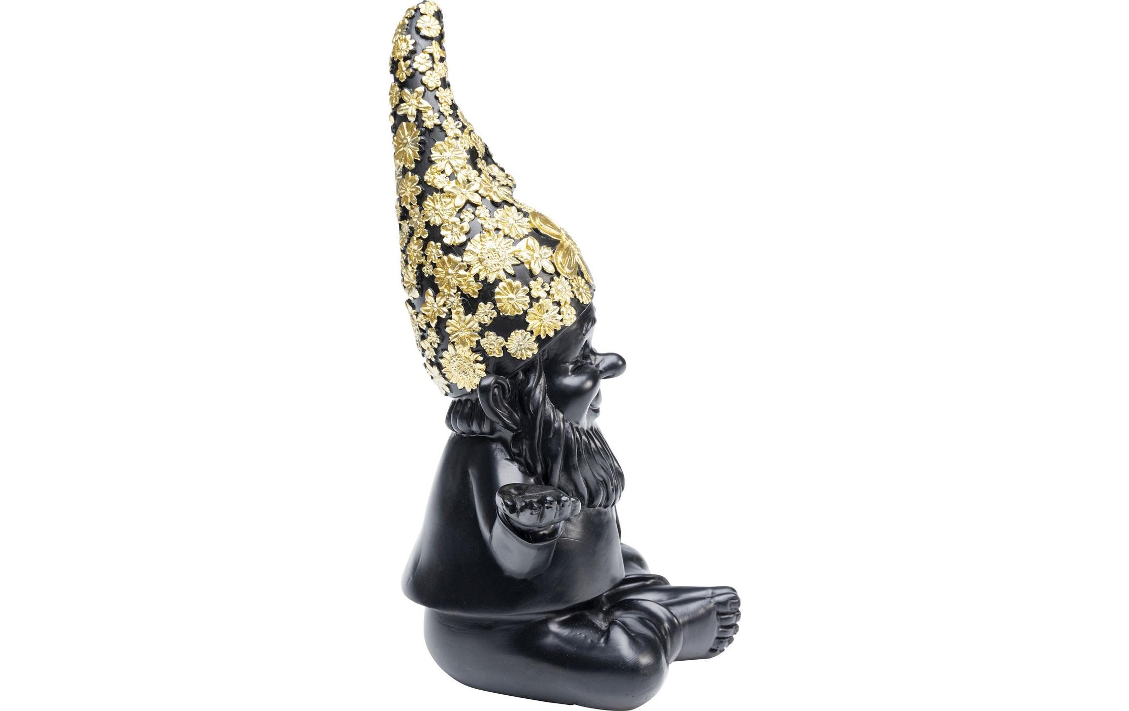Dekofigur Zwerg Meditation Schwarz/GoldDeko Figur