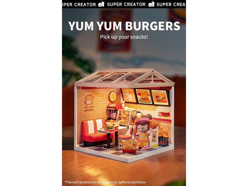 RoboTime Bausatz Yum Yum Burgers 3D-Puzzle aus lasergeschnittenen Holzteilen