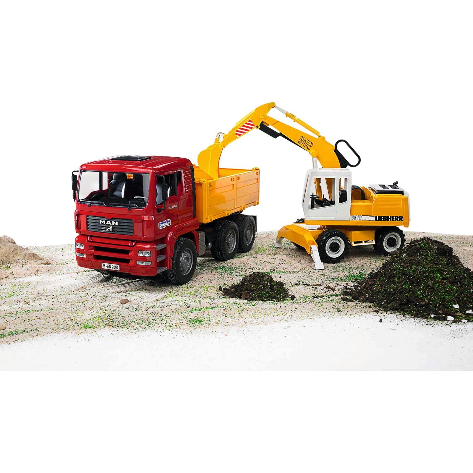 Bruder Man TGA Kipp-LKW mit Bagger