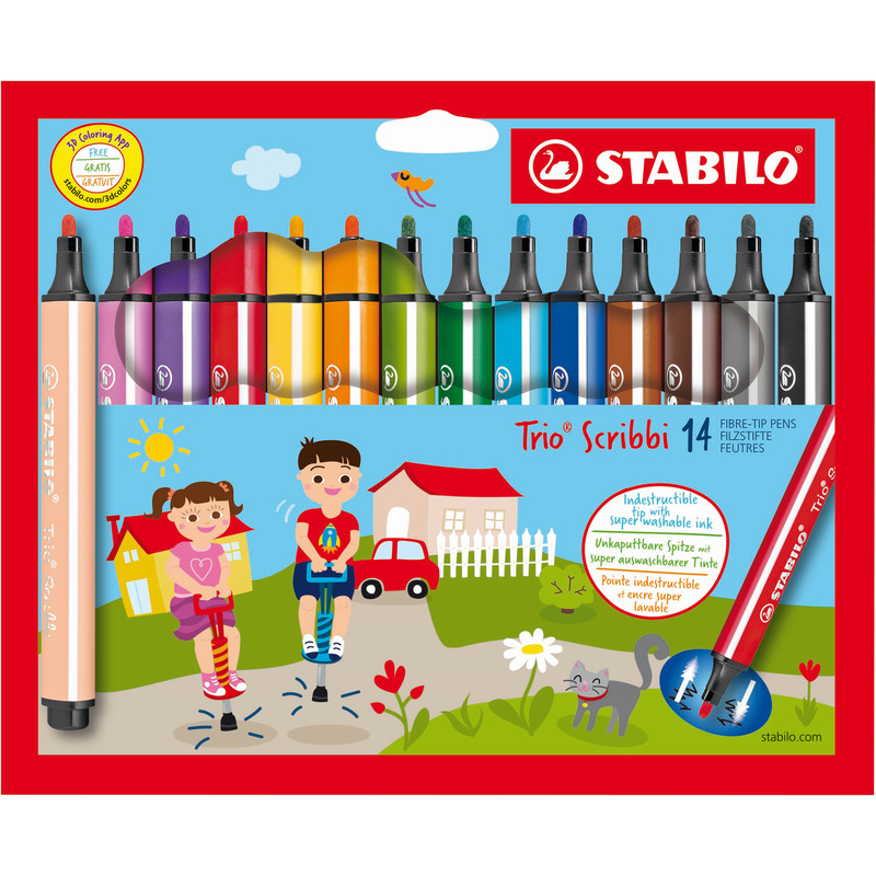 Stabilo Filzstifte Trio Scribbi, 14 Stück, assortiert