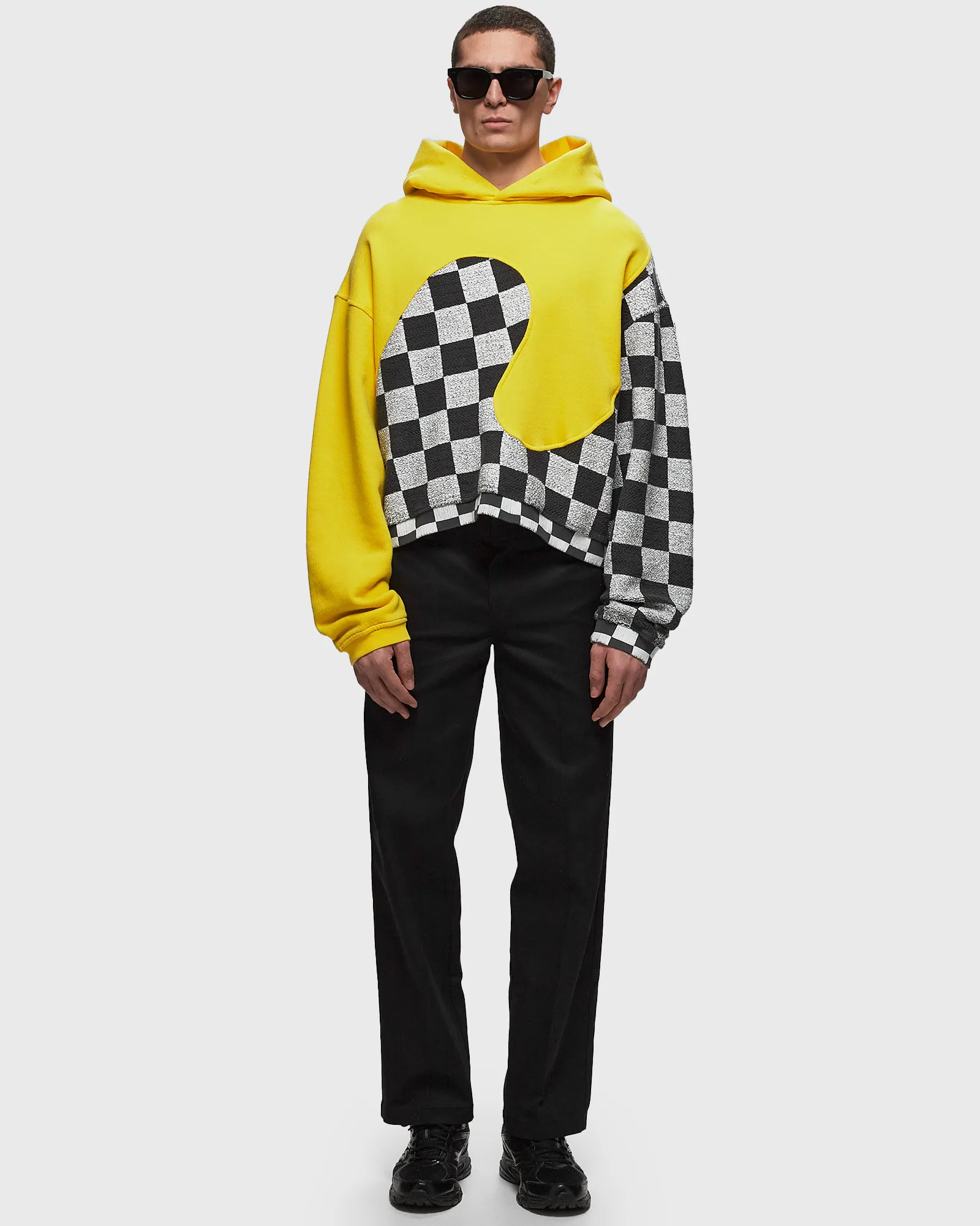 ERL YELLOW CHECKER SWIRL HOODIE KNIT