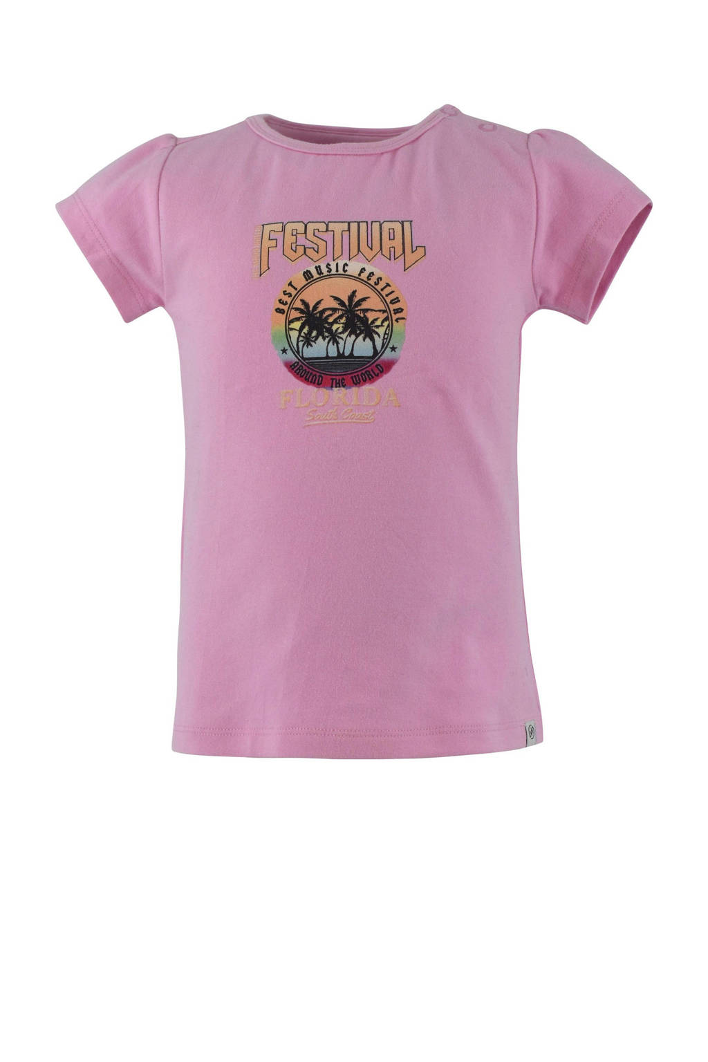 Born by Kiddo United T-shirt Femke met printopdruk roze