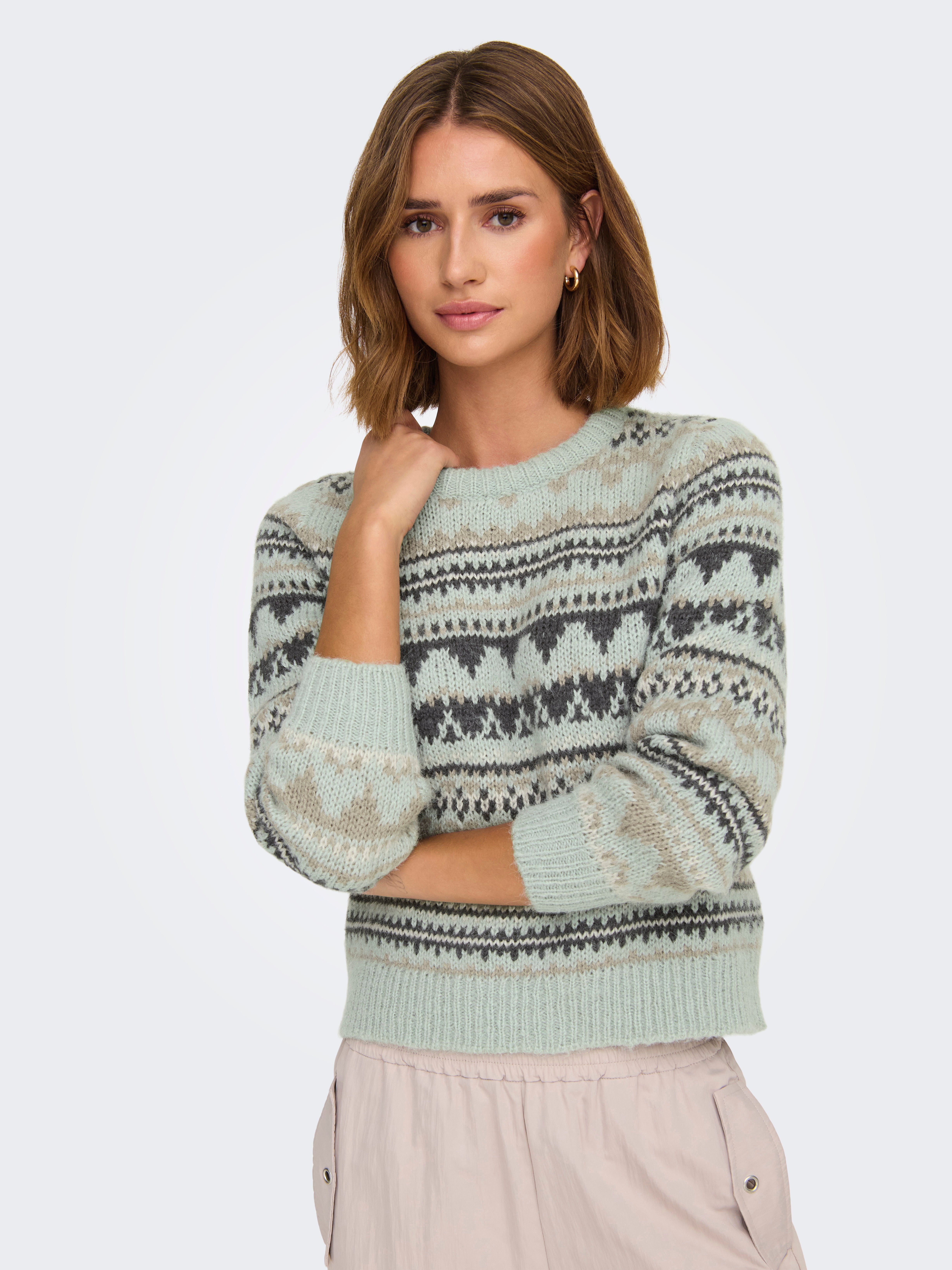 ONLMONTANA Strickpullover Aqua Gray