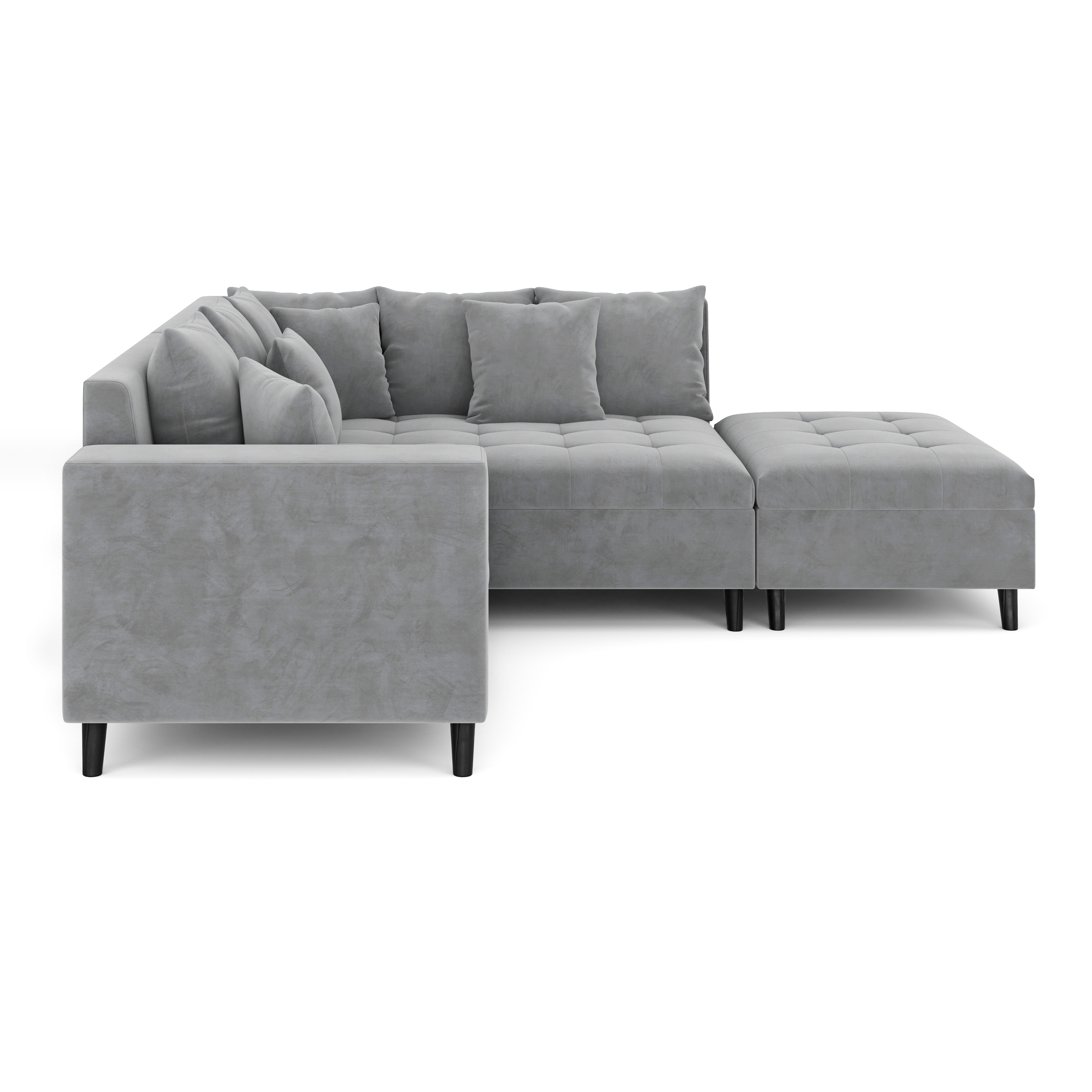 Ecksofa Samt mit Ottomane ELINA rechts grau