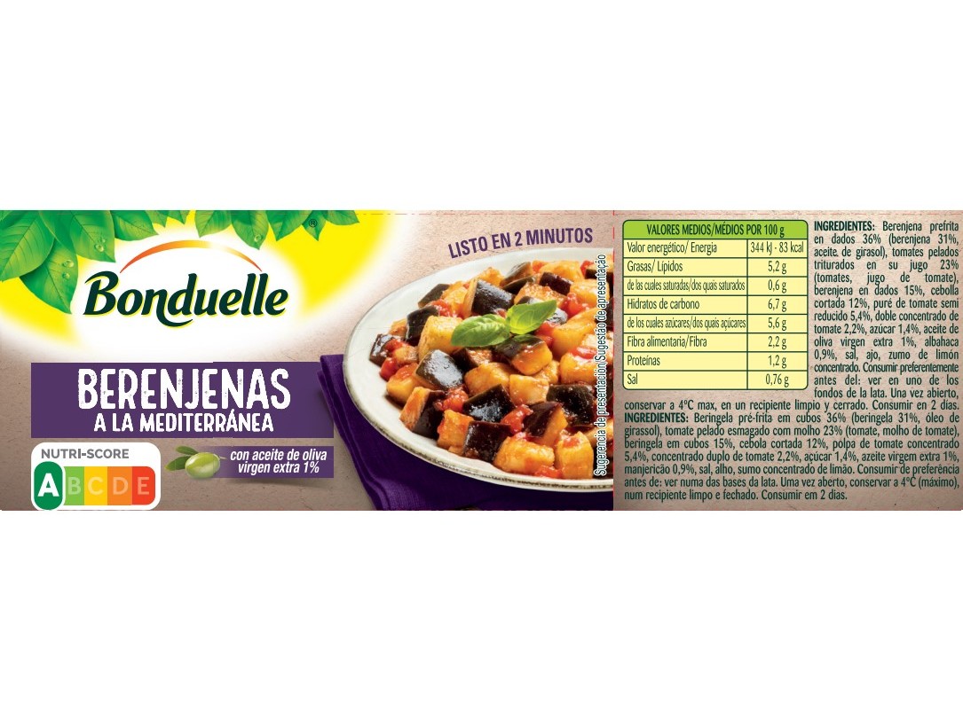 BERINGELAS BONDUELLE À MEDITERRIÂNEA 375G