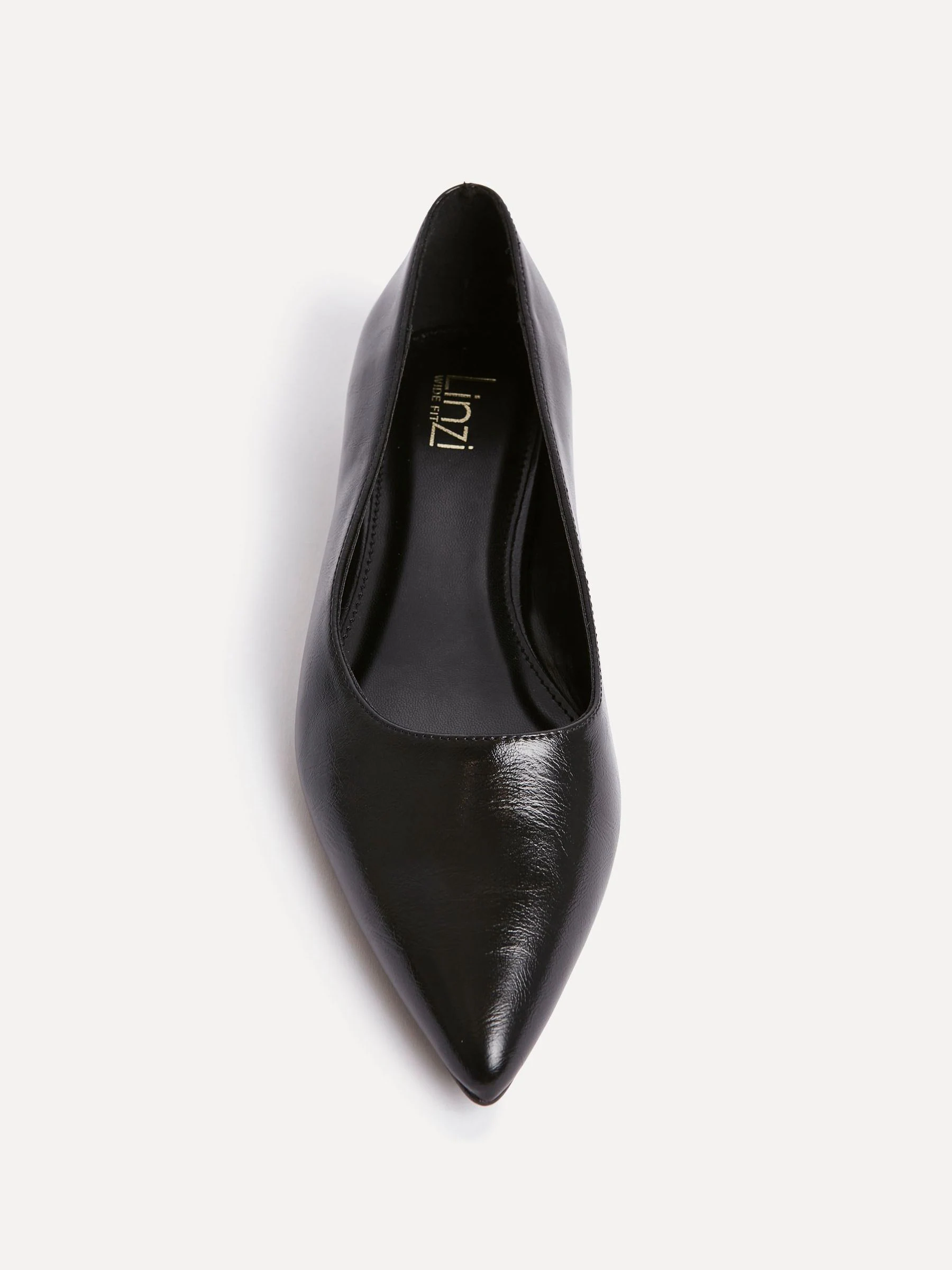 Zwart - Linzi Wide Fit Compete Pointed Toe Ballet Flat Shoes
