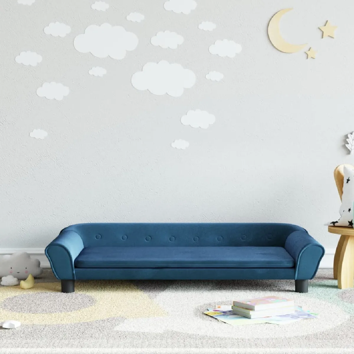 vidaXL Canapé pour enfants bleu - 100x50x26 cm - Velours