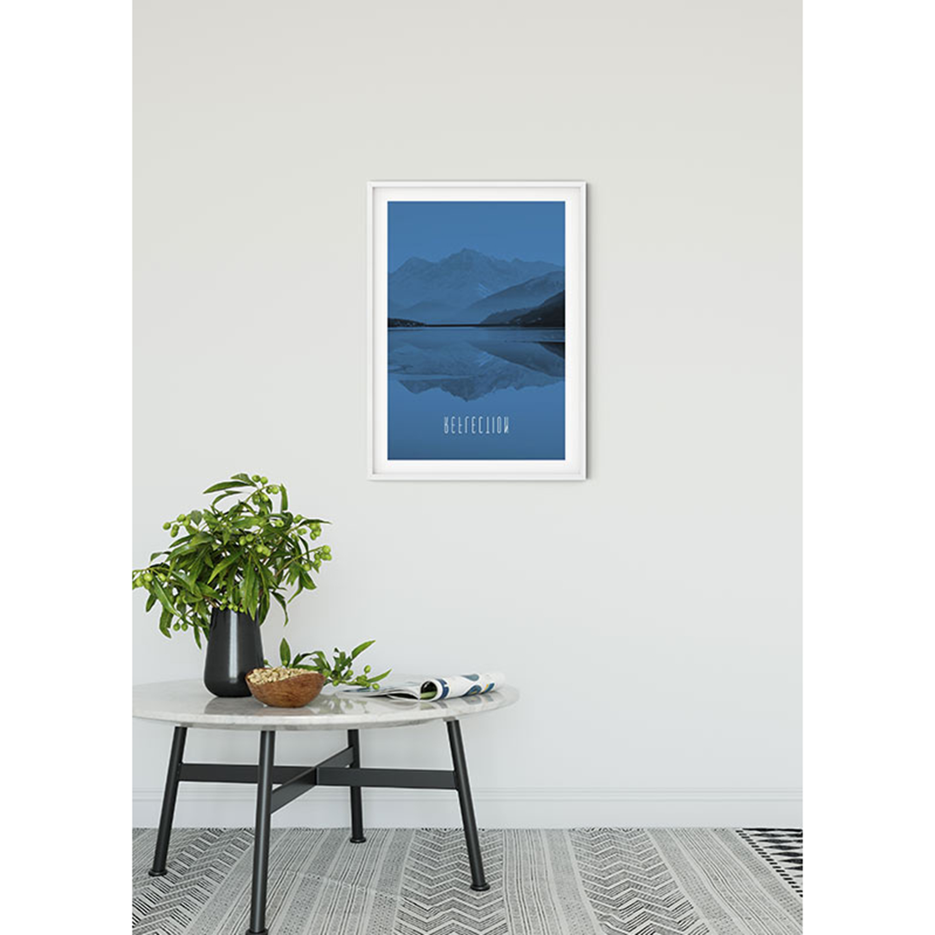 Wandbild WORD LAKE REFLECTION BLUE - blau - 50x70 cm