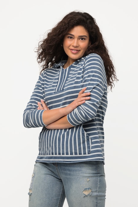 Hoodie, Streifen, Knebelknöpfe, Kapuze, Langarm