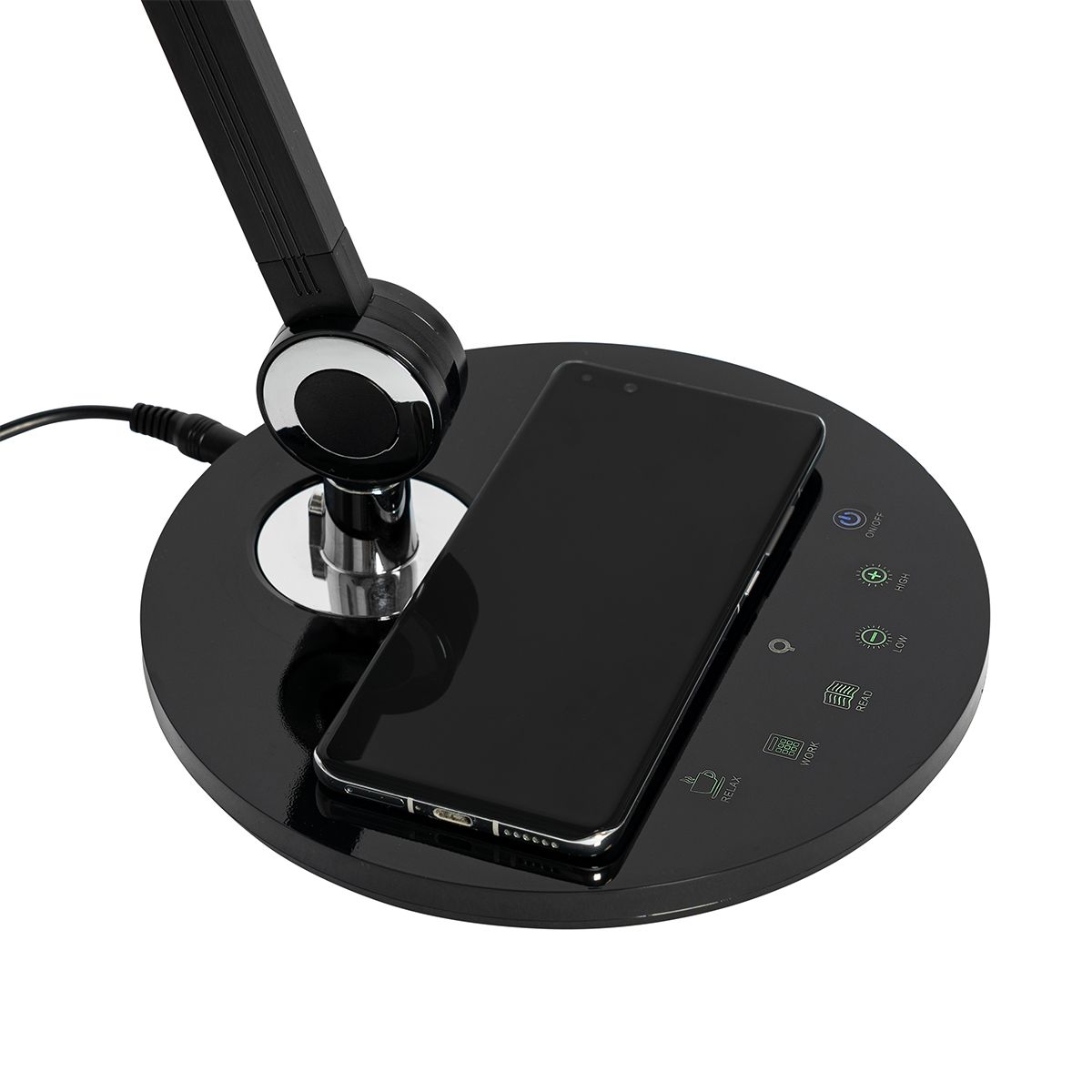 Design tafellamp zwart incl. LED met touch en inductielader - Don