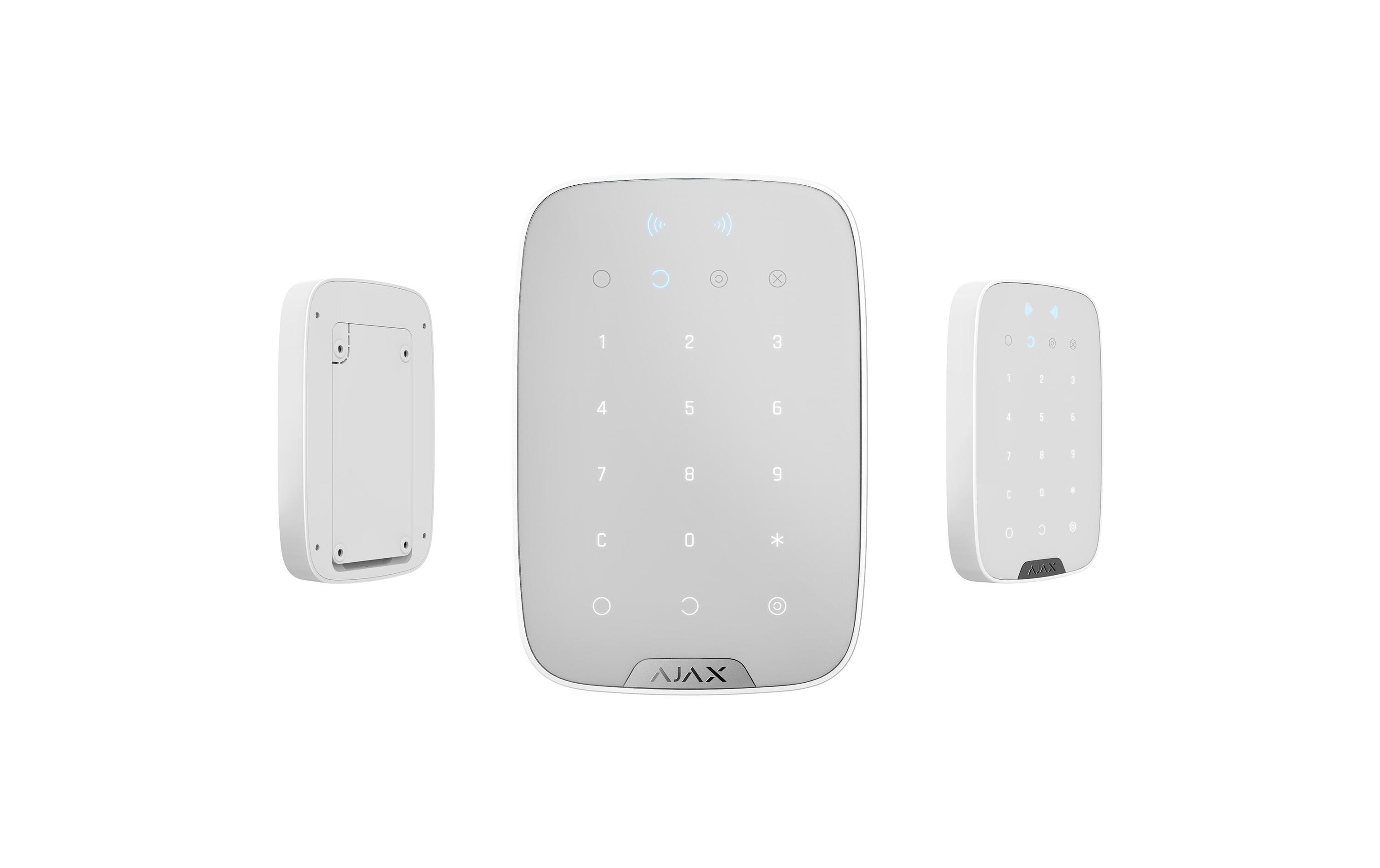 Baseline KeyPad Plus Jeweller Weiss<br>Kabelloses Touch-Bedienteil mit Authentifizierung über Pass, Tag und Codes