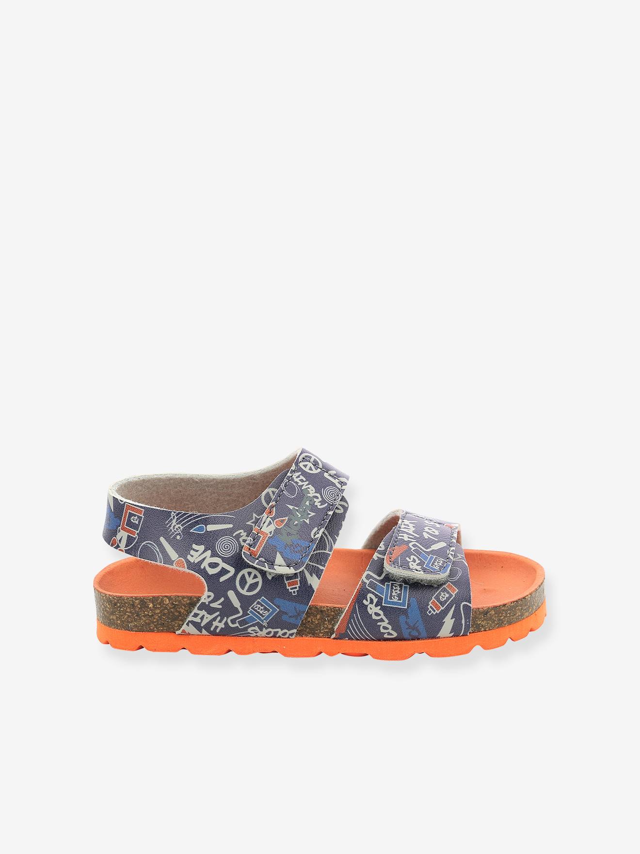 Sandálias Summerkro Summerkick KICKERS®, azul médio com estampa.