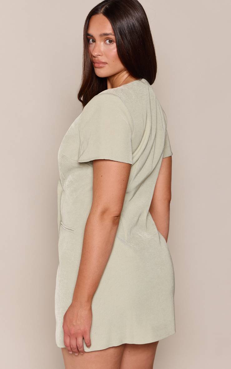 Mint Green Robe Blazer Courte À Manches Courtes Près Du Corps