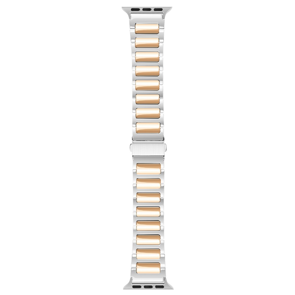 Apple Watch (42/41/40/38 mm) Armband aus Zinklegierung mit Faltschliesse (Gelenkumfang: 135-210mm) - Silber / Roségold