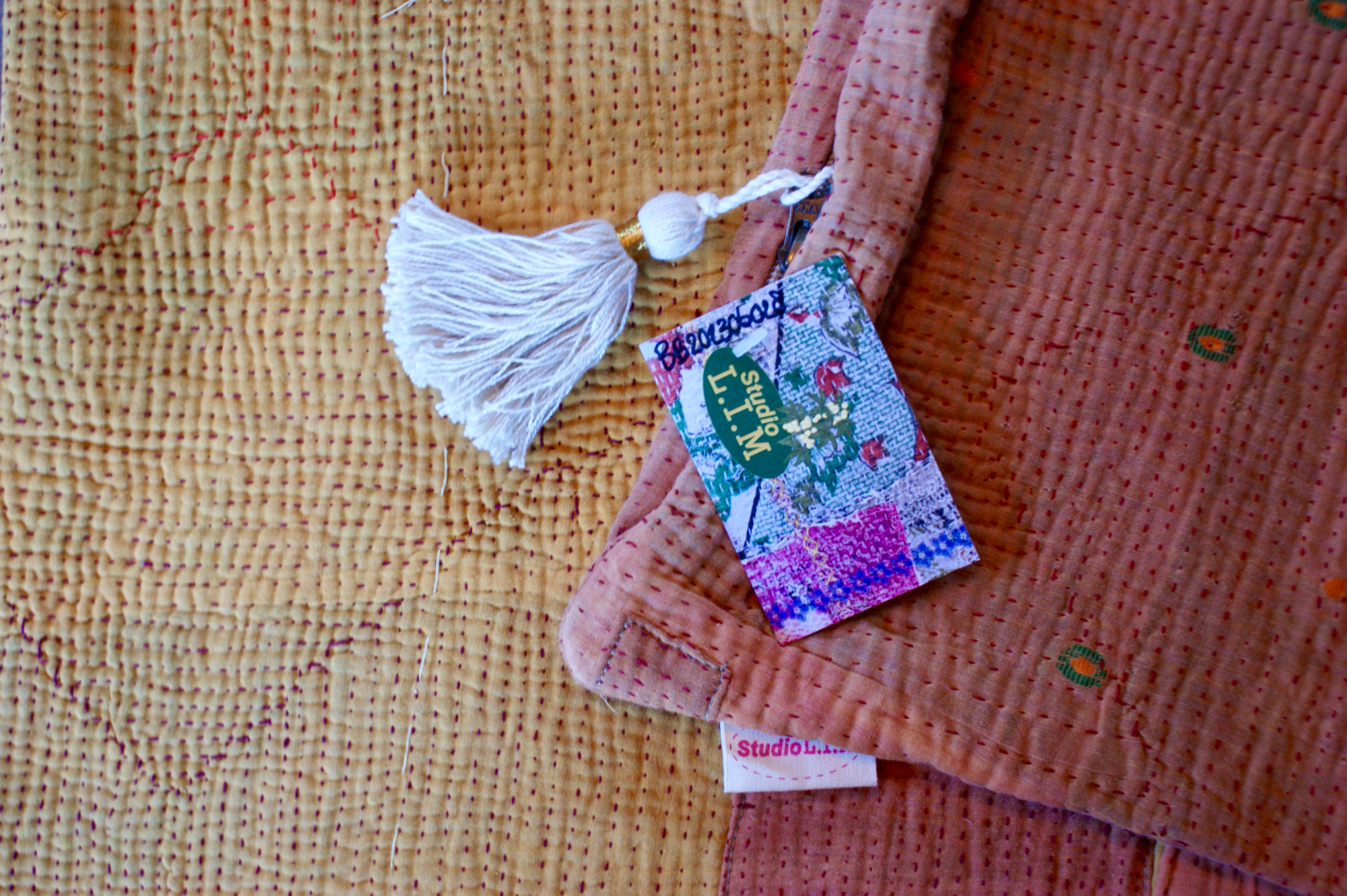 Kussen Kantha vintage 50x70 cm orange yellow