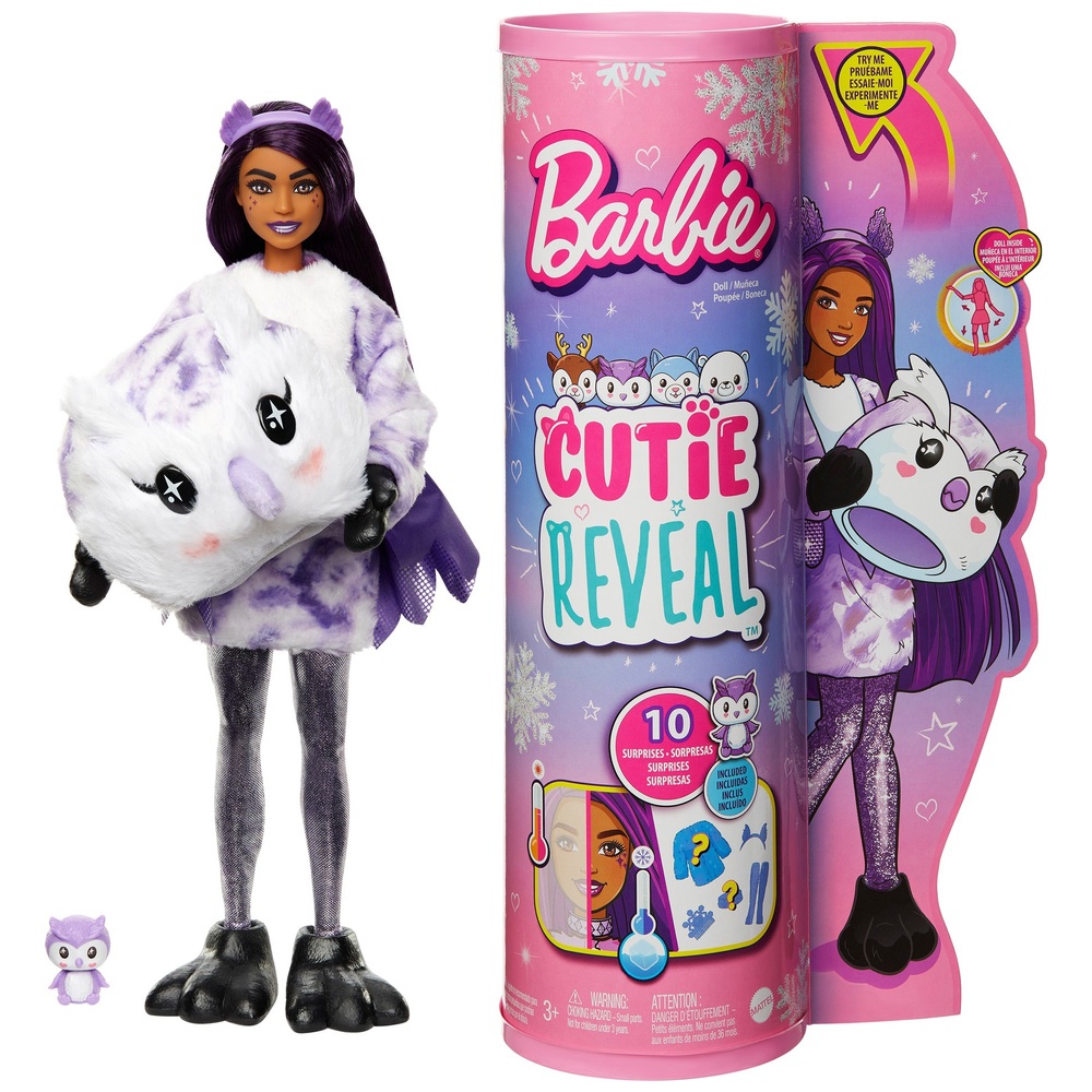 Barbie Cutie Reveal Puppe mit Eulen-Plüschkostüm und 10 Überraschungen