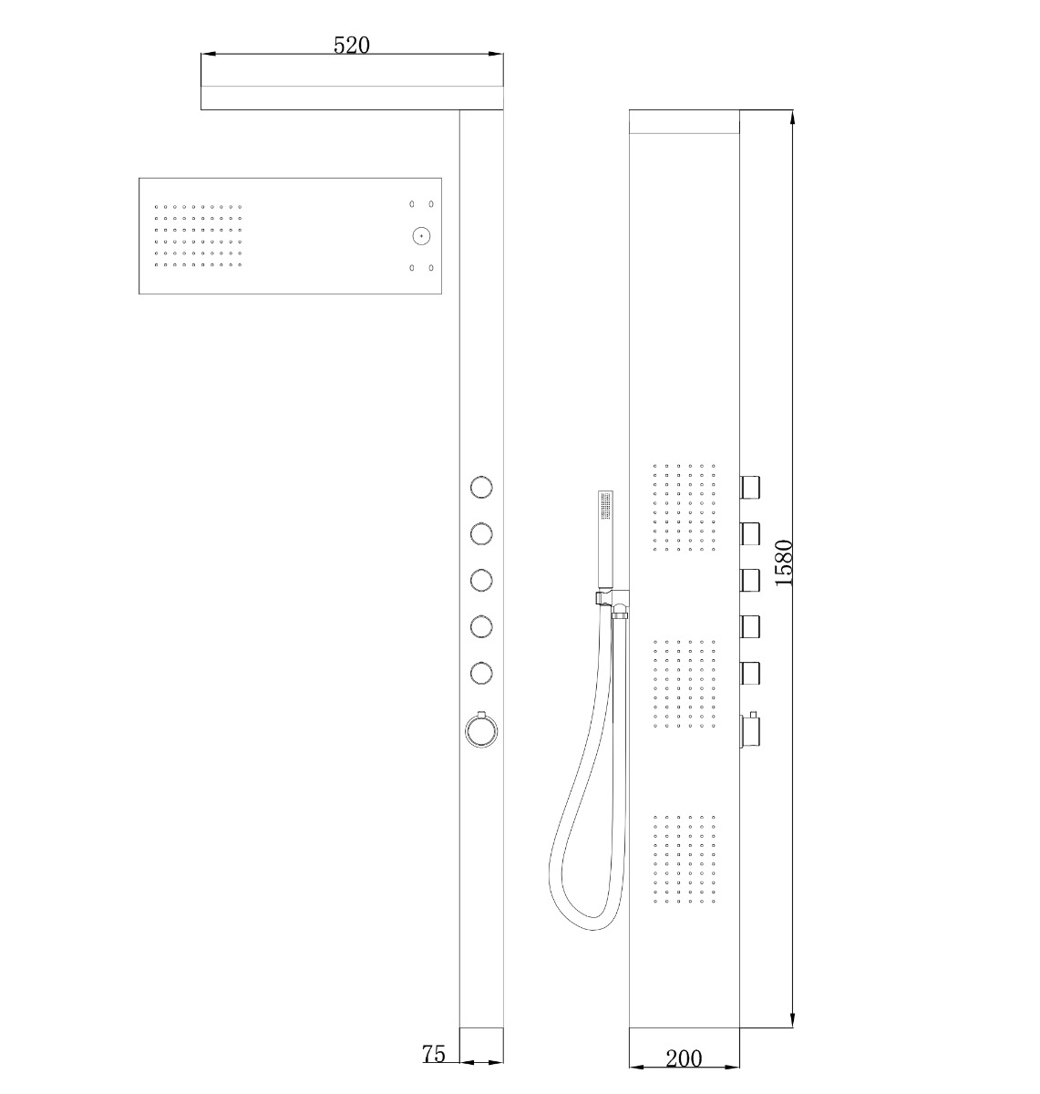 Mueller Eas RVS douchekolom 1650x200