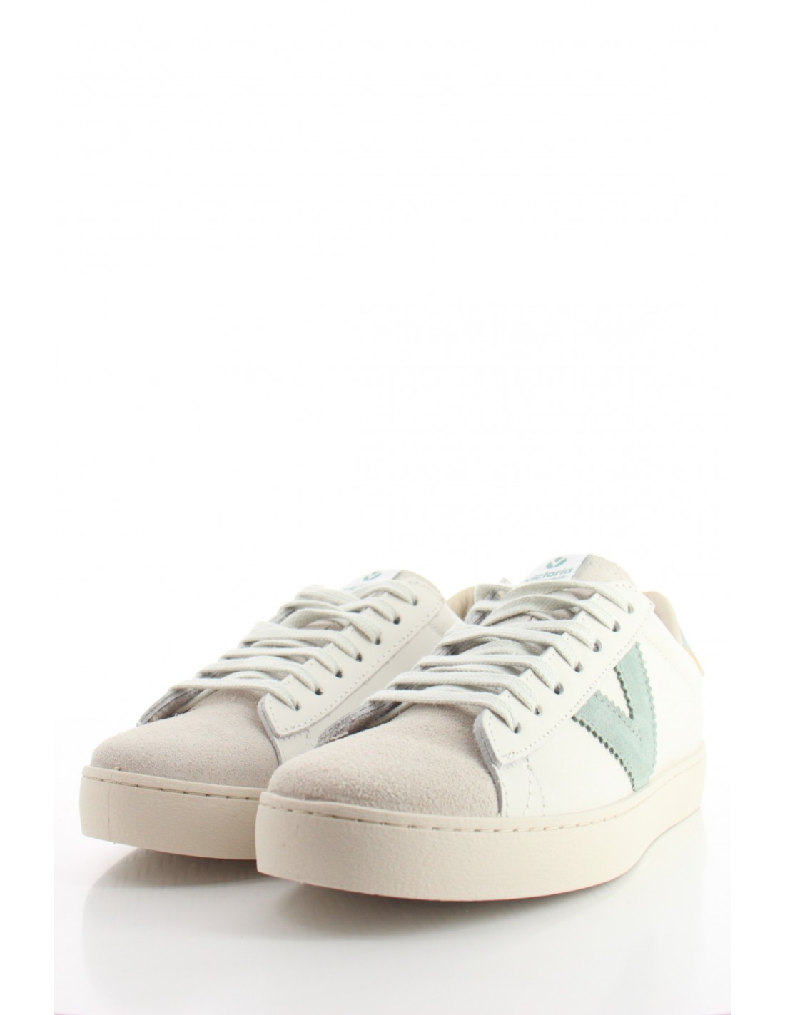 victoria Baskets de ville Femme Berlin Piel & Serraje Cuir Blanc/Vert