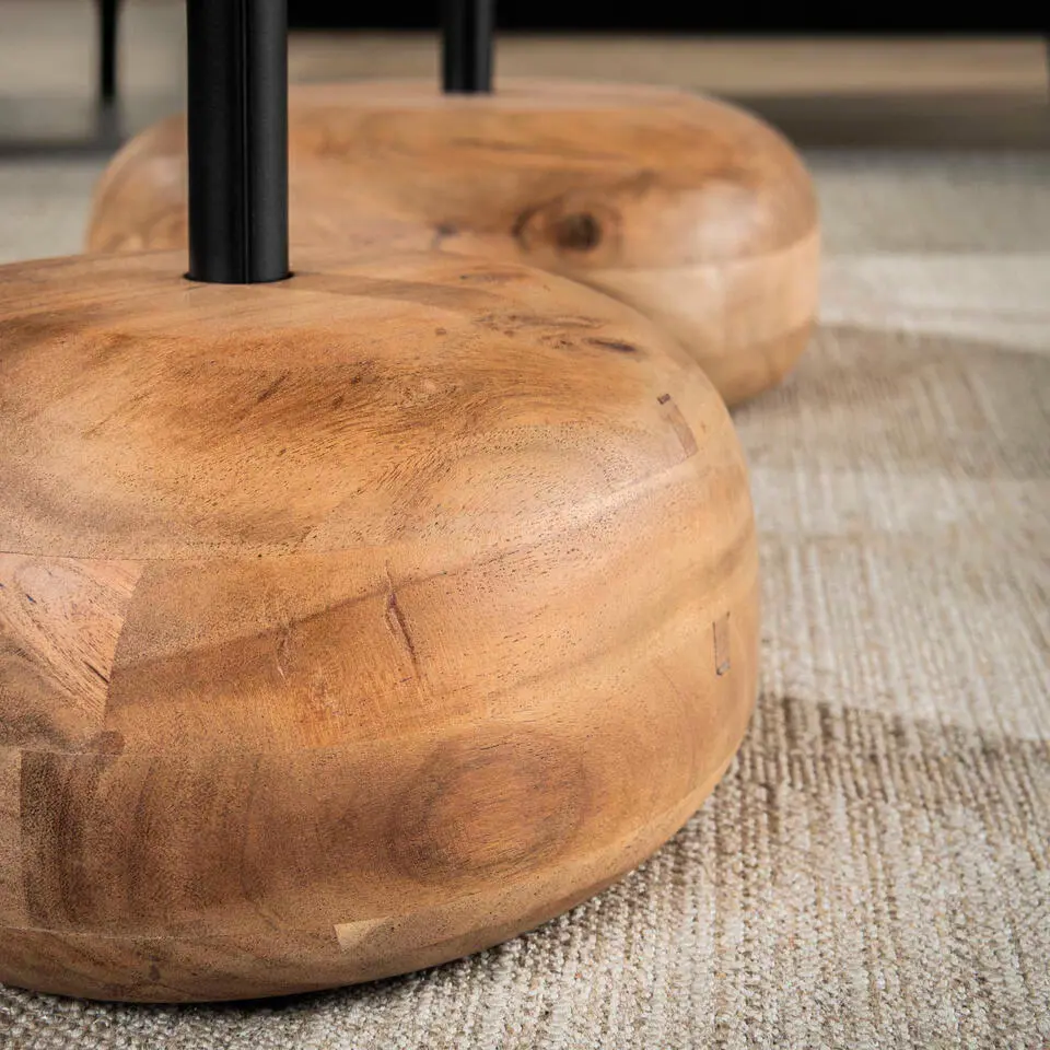 Fraaai - Nicholas salontafel set van 2 driehoekig - massief acacia