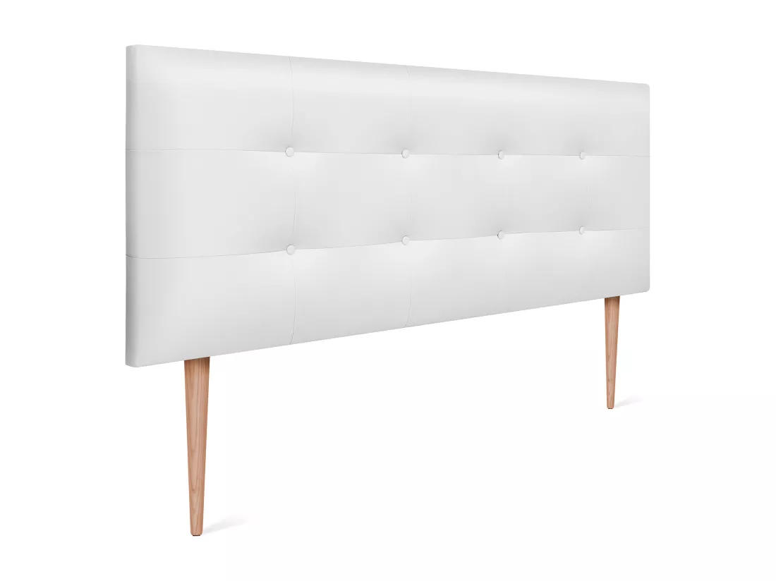 DHOME Tête de Lit en Similicuir Capitonnée 145x115cm avec Pieds Lit 135/140 - Blanc
