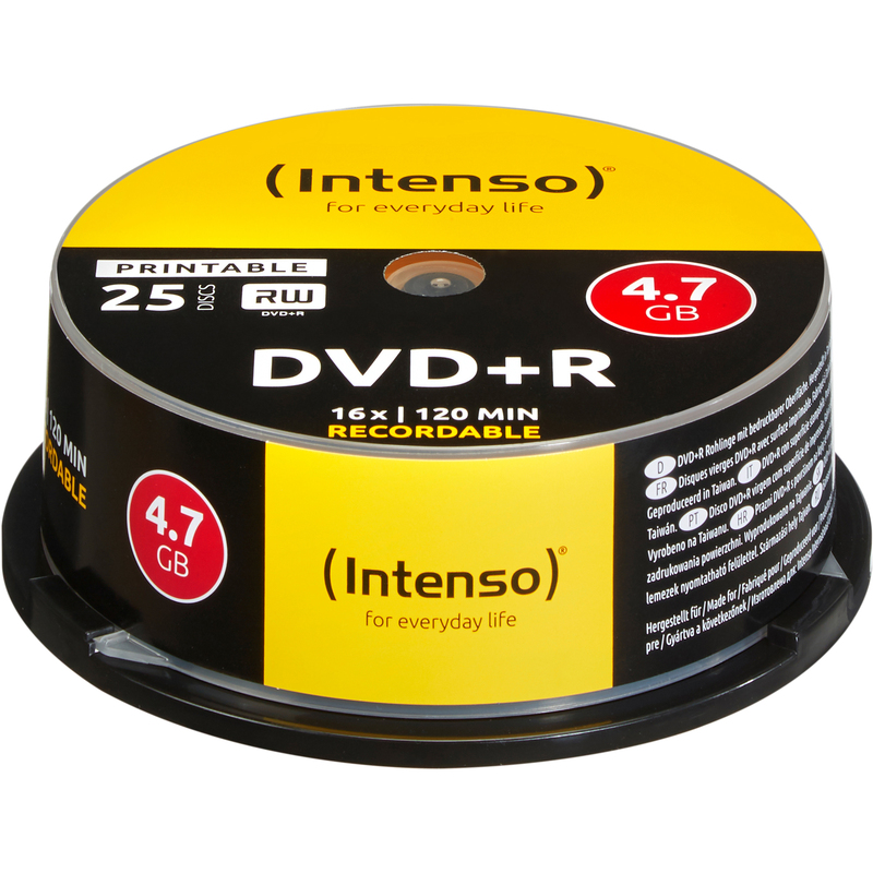 Intenso DVD+R, bedruckbar, 4.7 GB, Spindel, 25 Stück