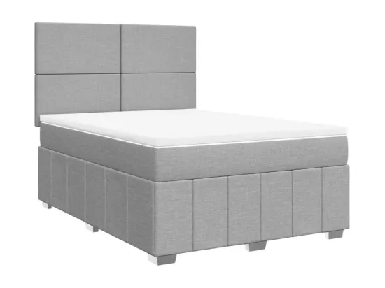 Sommier à lattes de lit avec matelas Gris clair 160x200cm Tissu