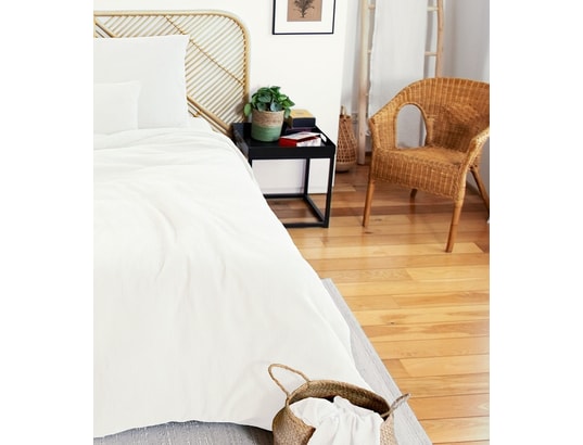 COTE DECO - Ensemble couette + 1 oreiller Parure de lit - double gaze de coton - 140 x 200 cm - blanc