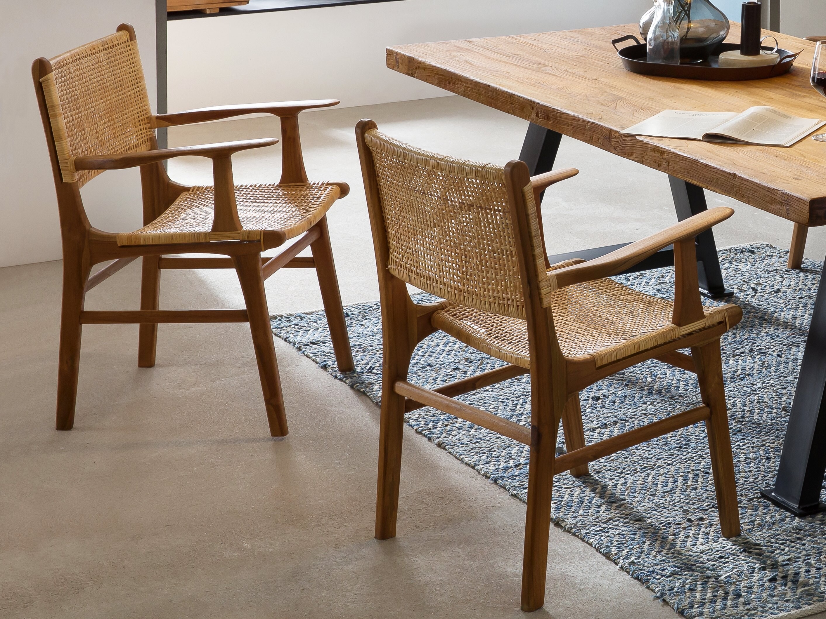 Armlehnstuhl Teakholz Essstuhl Küchenstuhl Wohnzimmer Küche Esszimmer Stuhl