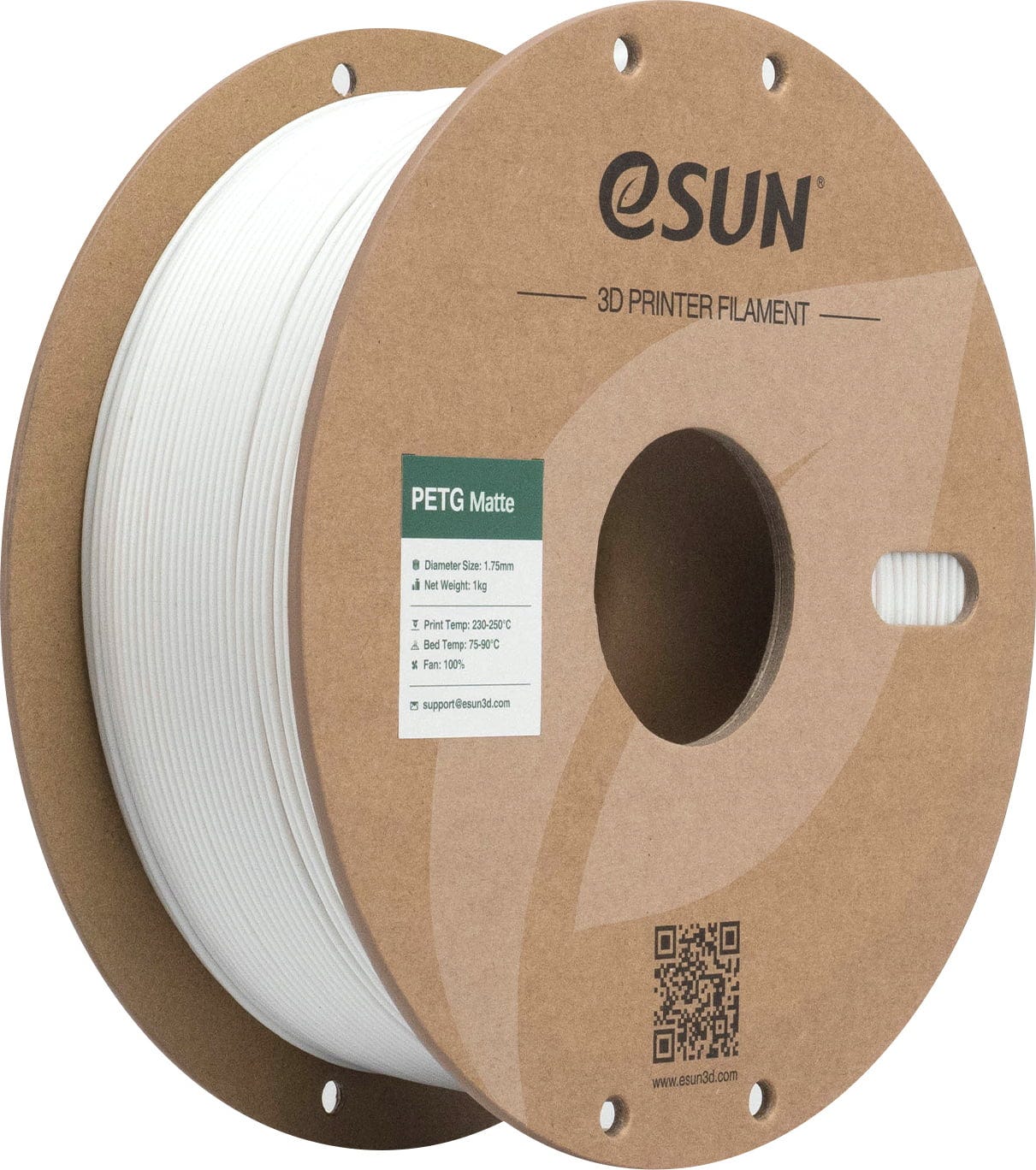 eSUN  PETG-Matte White, 1,75 mm / 1000 g    Mattes PETG Filament in White