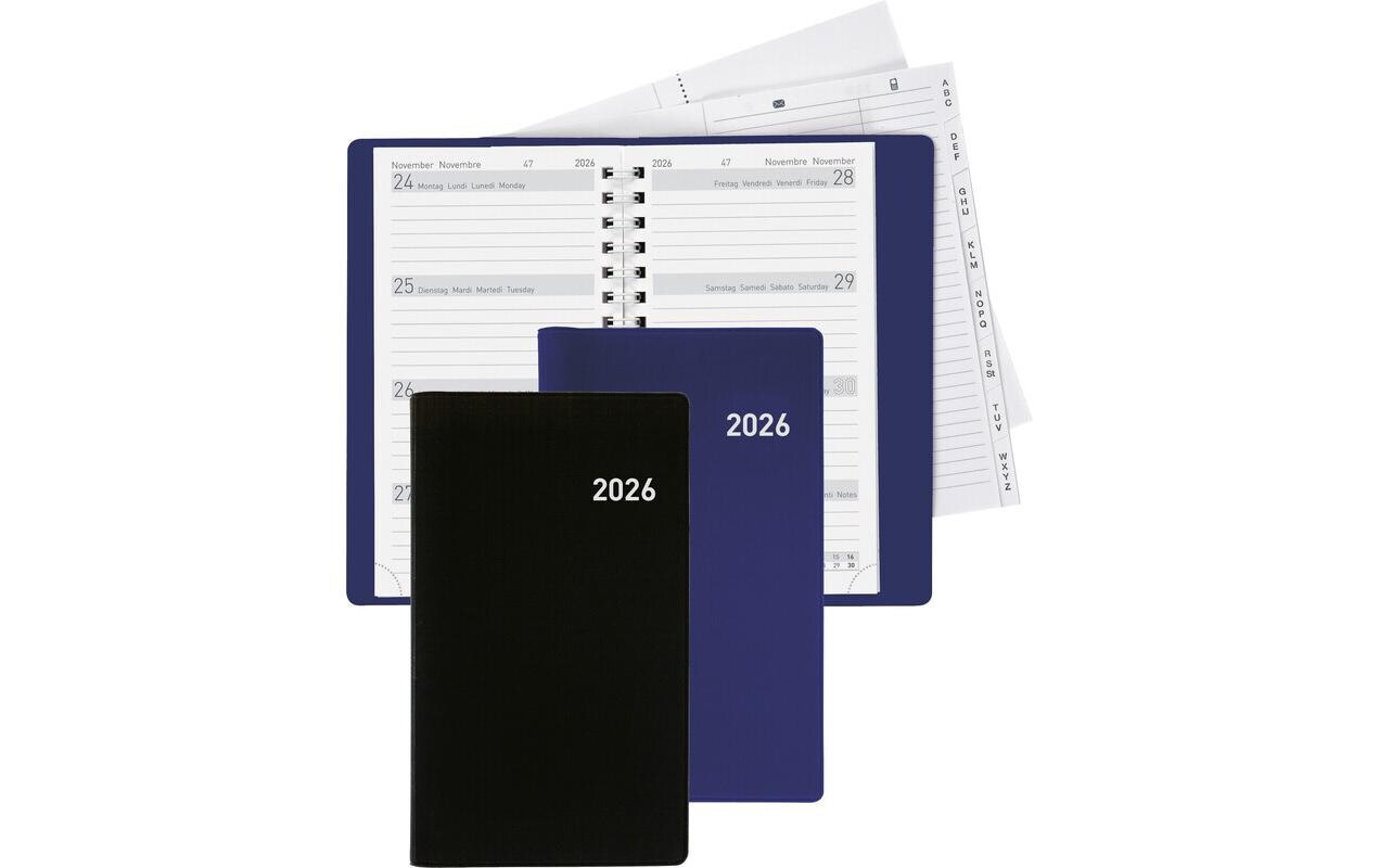 Tagesagenda Bruxelles Wire-O Schwarz, 8.5 x 15.3 cmGeschäftsagenda