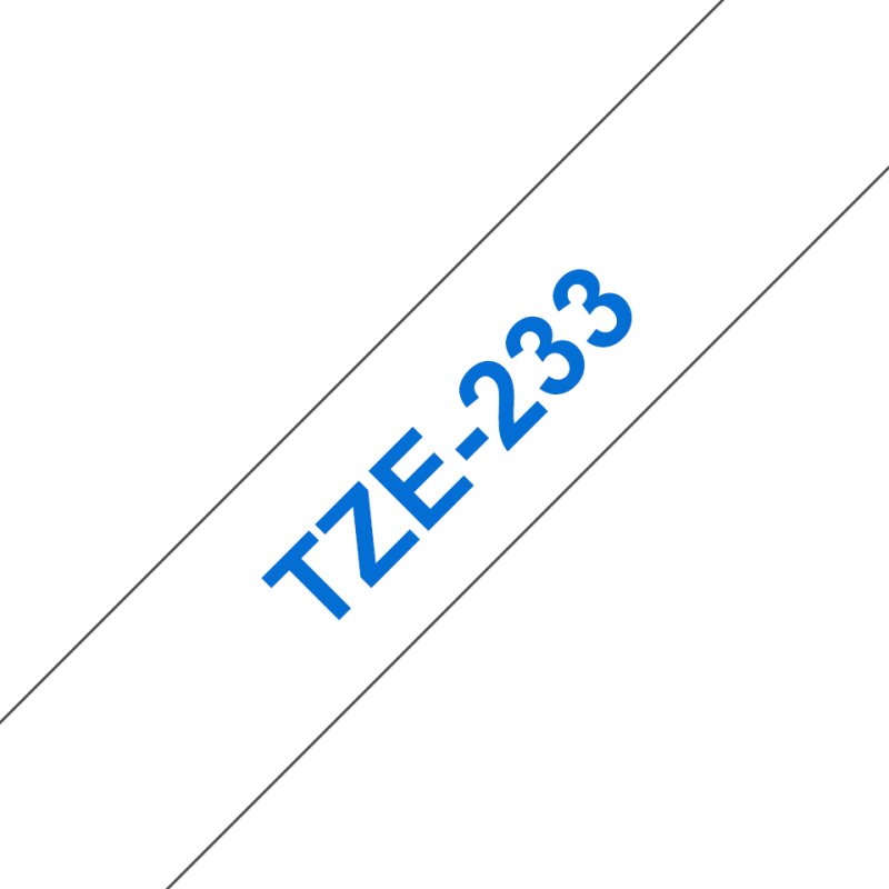 Ruban laminé Brother 12 mm TZE 233 blanc écriture bleue